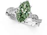 White gold Fancy Green Marquise  Cut Twisted Pavé Band Solitaire Ring with Four-Prong Setting_56
