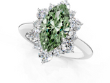 White gold Fancy Green Marquise  Diamond Cluster Halo Ring with Solitaire Band and Four-Prong Setting_38