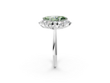 White gold Fancy Green Marquise  Diamond Cluster Halo Ring with Solitaire Band and Four-Prong Setting_39