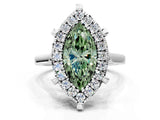 White gold Fancy Green Marquise  Diamond Cluster Halo Solitaire with Four-Prong Setting_88