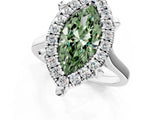 White gold Fancy Green Marquise  Diamond Cluster Halo Solitaire with Four-Prong Setting_89