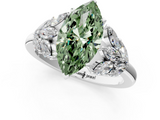 White gold Fancy Green Marquise  Diamond Cluster Leaf Design Ring with Prong Setting_50