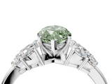 White gold Fancy Green Marquise  Diamond Cluster Leaf Design Ring with Prong Setting_53