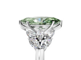 White gold Fancy Green Marquise  Diamond Cluster Leaf Design Ring with Prong Setting_54