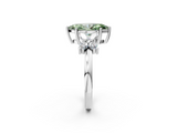 White gold Fancy Green Marquise  Diamond Floral Cluster Ring with Solitaire Band and Prong Setting_62