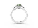 White gold Fancy Green Marquise  Diamond Floral Cluster Ring with Solitaire Band and Prong Setting_63