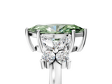 White gold Fancy Green Marquise  Diamond Floral Cluster Ring with Solitaire Band and Prong Setting_65