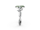 White gold Fancy Green Marquise  Diamond Floral Vine Solitaire Engagement Ring_5