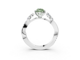 White gold Fancy Green Marquise  Diamond Floral Vine Solitaire Engagement Ring_6
