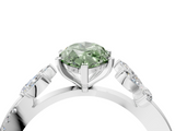 White gold Fancy Green Marquise  Diamond Floral Vine Solitaire Engagement Ring_7