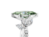White gold Fancy Green Marquise  Diamond Floral Vine Solitaire Engagement Ring_8