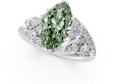 White gold Fancy Green Marquise  Diamond Halo Ring with Marquise and Pavé Band in Prong Setting_34