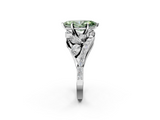 White gold Fancy Green Marquise  Diamond Halo Ring with Marquise and Pavé Band in Prong Setting_35