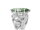 White gold Fancy Green Marquise  Diamond Halo Ring with Marquise and Pavé Band in Prong Setting_38