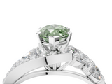 White gold Fancy Green Marquise  Diamond Halo Ring with Marquise and Pavé Band in Prong Setting_41