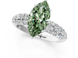 White gold Fancy Green Marquise  Diamond Pavé Band Solitaire Ring with Four-Prong Setting_50