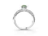 White gold Fancy Green Marquise  Diamond Pavé Band Solitaire Ring with Four-Prong Setting_52