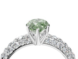 White gold Fancy Green Marquise  Diamond Pavé Band Solitaire Ring with Four-Prong Setting_53
