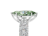 White gold Fancy Green Marquise  Diamond Pavé Band Solitaire Ring with Four-Prong Setting_54