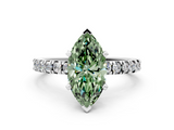 White gold Fancy Green Marquise  Diamond Pavé Band Solitaire with Four-Prong Setting_211