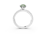 White gold Fancy Green Marquise  Diamond Pavé Band Solitaire with Four-Prong Setting_214