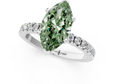 White gold Fancy Green Marquise  Diamond Pavé Band Solitaire with Four-Prong Setting_226