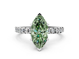 White gold Fancy Green Marquise  Diamond Pavé Band Solitaire with Four-Prong Setting_228