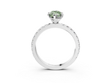 White gold Fancy Green Marquise  Diamond Pavé Band Solitaire with Four-Prong Setting_228