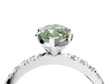 White gold Fancy Green Marquise  Diamond Pavé Band Solitaire with Four-Prong Setting_232