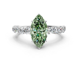 White gold Fancy Green Marquise  Diamond Pavé Band Solitaire with Four-Prong Setting_3