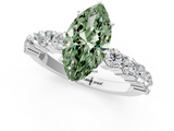 White gold Fancy Green Marquise  Diamond Pavé Band Solitaire with Four-Prong Setting_4