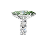 White gold Fancy Green Marquise  Diamond Pavé Band Solitaire with Four-Prong Setting_8