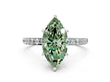 White gold Fancy Green Marquise  Diamond Pavé Band with Six-Prong Setting_15
