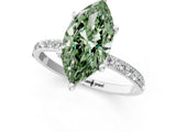 White gold Fancy Green Marquise  Diamond Pavé Band with Six-Prong Setting_16