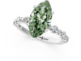 White gold Fancy Green Marquise  Diamond Prong Set Engagement Ring with Pave Band_255