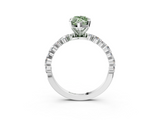 White gold Fancy Green Marquise  Diamond Prong Set Engagement Ring with Pave Band_257