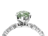White gold Fancy Green Marquise  Diamond Prong Set Engagement Ring with Pave Band_264