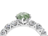 White gold Fancy Green Marquise  Diamond Prong Setting with Side Stones on a Pave Band_123