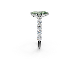 White gold Fancy Green Marquise  Diamond Prong Setting with Side Stones on a Pave Band_127