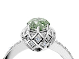 White gold Fancy Green Marquise  Diamond Solitaire Ring with Shared Prong Pavé Band_17