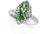 White gold Fancy Green Marquise  Diamond Solitaire Ring with Shared Prong Pavé Band_78