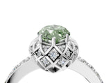 White gold Fancy Green Marquise  Diamond Solitaire Ring with Shared Prong Pavé Band_81
