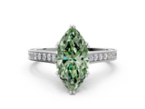 White gold Fancy Green Marquise  Diamond Solitaire with Pave Band and Six-Prong Setting_20