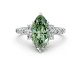 White gold Fancy Green Marquise  Diamond Three-Stone Pave Band with Four-Prong Setting_36