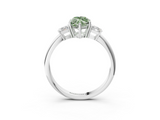 White gold Fancy Green Marquise  Diamond Three-Stone Ring with Trapezoid Side Stones and Prong Setting_20