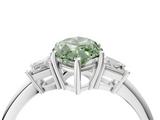 White gold Fancy Green Marquise  Diamond Three-Stone Ring with Trapezoid Side Stones and Prong Setting_21