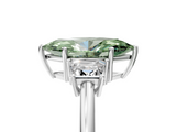 White gold Fancy Green Marquise  Diamond Three-Stone Ring with Trapezoid Side Stones and Prong Setting_22