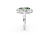 White gold Fancy Green Marquise  Halo Cluster Diamond Engagement Ring with Prong Setting and Polished Band_22