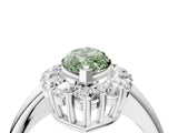 White gold Fancy Green Marquise  Halo Cluster Diamond Engagement Ring with Prong Setting and Polished Band_23