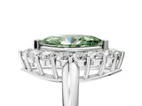 White gold Fancy Green Marquise  Halo Cluster Diamond Engagement Ring with Prong Setting and Polished Band_24